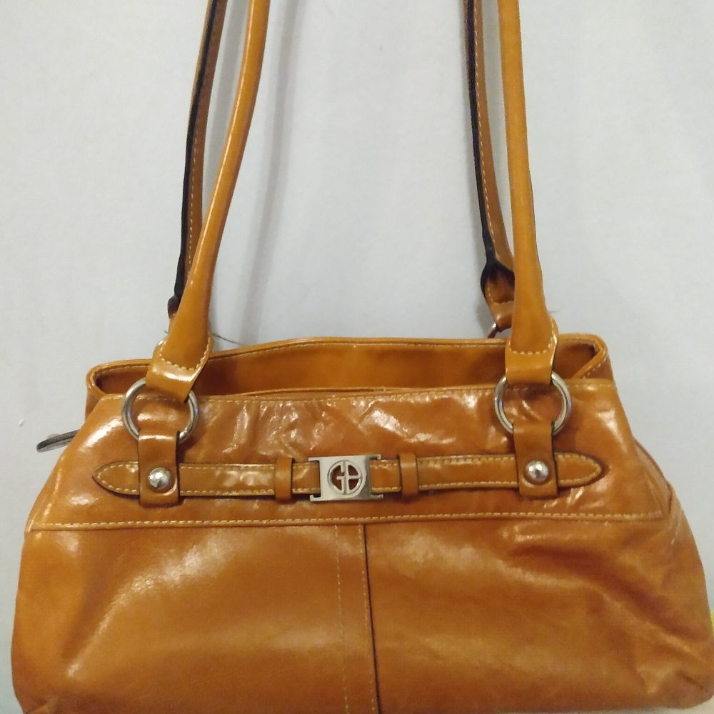 Giani Bernini glazed brown leather Shoulder bag